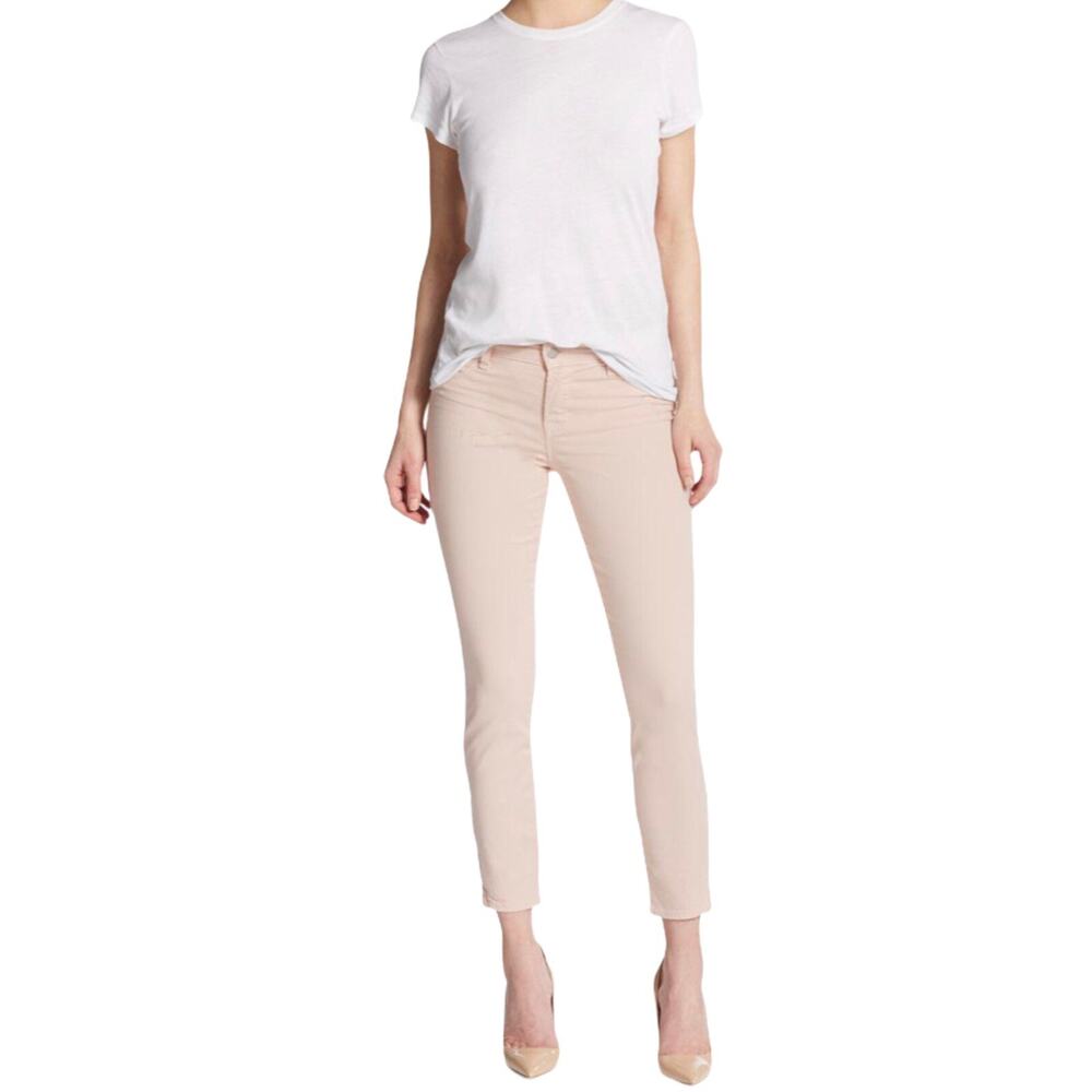 J Brand Cropped Zip Skinny Jeans Women Size 25 Rose Blush Pink Mid Rise Stretch